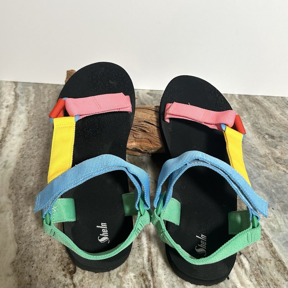 Sheln Women's Multicolor Sandals w/ Adjustable Hook And Loop Straps. Size 11.